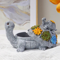 Cute Turtle Ash Trays Resin Animal Ash Tray With Lid Turtle Shaped Ashtray Mother And Son Portable Cigarette Odor Ashtray Holder