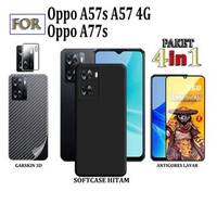 Paket Hemat Softcase Hitam Oppo A57 A57S A77S Case Slim Black Protect Casing antigores layar 3in1 TG