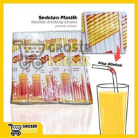 T217 Sedotan Plastik Hello Putih 22 cm d.5mm Pack Besar isi 240 biji (16 x 15 biji) bisa ditekuk Str