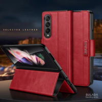 For samsung z fold 5 5G Stand Leather Full Body Cover Case for Samsung Galaxy Z Fold 5 Fold5 Shockproof Wallet Cover