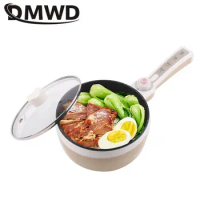 DMWD multifunction electric skillet heating pan multicooker hot pot noodles soup rice cooker egg steamer omelette frying machine