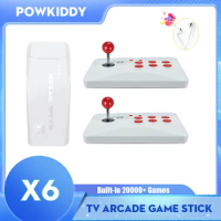 POWKIDDY X6 Arcade Game Console 4K HD TV Game Stick with Double Arcade Joysitck Built-in 20000 Games Stick For PS1/FC/GBA/MAME