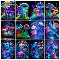 PhotoCustom DIY Painting By Numbers Kit Scenery Acrylic Paint On Canvas Mushroom Handpainted Oil Painting For Home Decor Artwork