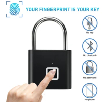 eMastiff Keyless USB Charging Fingerprint Lock Smart Padlock Waterproof Door Lock 0.2sec Unlock Portable Anti-theft Padlock Zinc