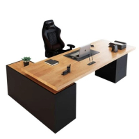 實木辦公長桌書桌（160*70*75（帶側櫃））(下單後聯絡客服確認發貨顔色)