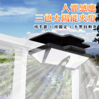 【禾統】人體感應三色太陽能夾燈(LED三色光 太陽能夾子燈 戶外太陽能燈 人體感應 太陽能燈 防水 照明壁燈)