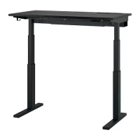 MITTZON 升降式工作桌, 電動 黑色/實木貼皮 梣木/黑色, 120x60 公分