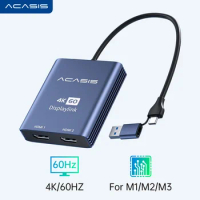 Acasis HDMI Splitter Display Expander HDMI To Type-C For Mac OS M1 M2 M3 Windows 2 HDMI To Display Displaylink For Mac