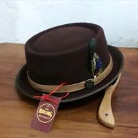 TOPI LAKEN PORKPIE ORIGINAL BAHAN WOOL IMPORT