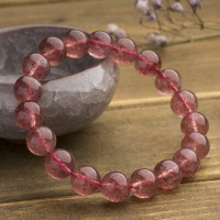 美琪 新品 天然粉紅水晶 紅潤草莓晶手鏈  手串時尚飾品配件