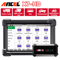 ANCEL X7 HD Heavy Duty Truck Diagnostic Tool Full System 12V 24V Oil D-P-F Regen ECU Reset OBD2 Truck Scanner OBD2 Code Reader