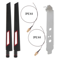 2x10Dbi Dual Band 2.4G/5GHz M.2 IPEX MHF4 20cm Cable to RP-SMA Pigtail Antenna Set For Intel AX210 AX200 9260 NGFF WiFi