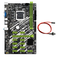 B250 BTC Mining Motherboard with Switch Cable 12 PCI-E Slots LGA1151 DDR4 RAM SATA3.0 Support VGA+HD for Bitcoin Miner