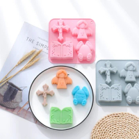 3D Easter Bunny Angel for Cross Silicone Mold Non-Stick Chocolate Candy Cupcake Molds Jelly Biscuits Cookies Baking Dropship