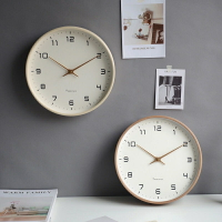 北歐風極簡靜音掛鐘 實木時鐘 實木簡約掛鐘 超靜音掛鐘 客廳家用鐘飾 靜音鐘錶 日式現代輕奢創意時鐘