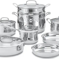 Cuisinart Contour Stainless 13-Piece Cookware Set,Silver