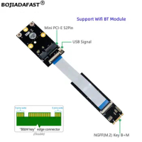 M.2 NGFF Key B+M M2 Key-M Interface To Mini PCI-E MPCIe Wireless Adapter Card + Flexible FPC Cable For AX210 Wifi BT Module