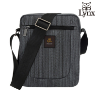 【LYNX】美國山貓旅行休閒多隔層機能小直式側背包布包(深灰色)