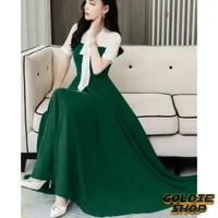 Goldie Shop Dress Panjang 2tone Zero 4WARNA / Maxi Long Dress Wanita Stylish / Party Dress / Dress K