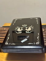 日本中古回流木胎大漆螺鈿鳳凰木盒文房硯箱 文房盒