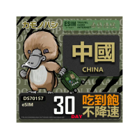 【鴨嘴獸 旅遊網卡】中國eSIM 30日吃到飽 高流量網卡 免插卡網卡(中國上網卡 免插卡 高流量網卡)