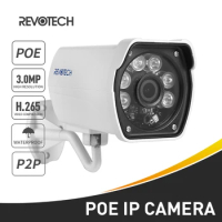 Revotech 3MP Waterproof Bullet IP Camera H.265 POE 1080P Array IR LED Security Night Vision CCTV System Video Surveillance Cam