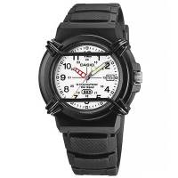 CASIO 卡西歐 / 十年電力 軍旅指針錶 日期 防水 橡膠手錶-白x黑/40mm
