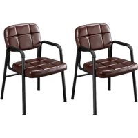 2PCS Office Guest Reception Chairs Leather Waiting Room Executive Office Chair Ergonomic Upholstered Armchair with Metal Frame