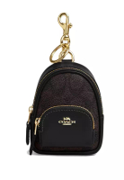 Coach Mini Court Backpack Bag Charm In Signature Canvas - Walnut/Black