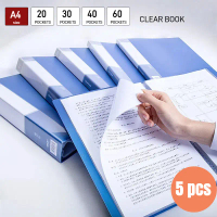5pc A4 20, 30, 40, 60 Pocket Clear Book, Music Sheet Holder, Clear Holder file,  Display book Clear 
