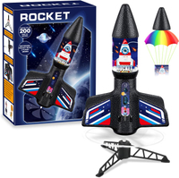 Rocket Launcher Toy Gifts for Kids - Self Launching Motorized Air Rocket with Parachute Launch Up to