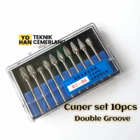 1 set bor cuner 3 x 6mm mata porting kikir tuner kepala 6mm gagang 3mm