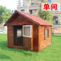 Outdoor Dog Houses Waterproof Solid Wood Kennels Creative Pet Villa House Dogs Outdoor Fenced Dog House Modern Big Dog House C