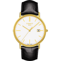 TISSOT 天梭 官方授權 18K金 Goldrun 石英錶 1111買買節 送禮推薦-白x黑/38mm T9224101601100