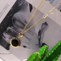kalung liontin rantai panjang rose gold titanium anti karatan kalung hijab