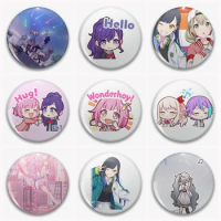 Game Project SEKAI Anime Button Pin Cute Saki Miku Shiraishi Shizuku Emu Otori Cartoon Brooch Badge Bag Accessory 58mm
