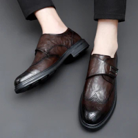 Men Classic Wedding Dress Shoes All-match Monk Strap Shoes Outdoor Men Casual Shoes All-match Men's Business Shoes Loafers Men