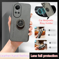 For Oppo Reno 10 Pro 5G CPH2525 Case Magnetic Car Holder Ring Phone Case for Oppo Reno 10 5G CPH2531 Soft PU Leather Back Cover