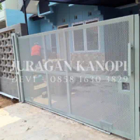 Pagar rumah plat perforated minimalis terpasang surabaya
