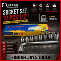 LIPPRO Kunci Sok Set 10 Pcs - Socket Set Shock Soket Set - 3319MB 3319MB - 12PT