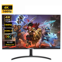 32" Gaming Monitor 4K 144Hz IPS Computer 1ms Response Time Free-Sync G-Sync,400cd/m2 HDMI 2.1 VRR KVM gamer choice For PS5 FPS