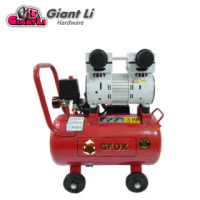 【GFOX】快速型無油式雙缸空壓機-3HP/25L/110V/60Hz/紅色款(加贈風管+噴槍)