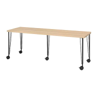 LAGKAPTEN/KRILLE 書桌/工作桌, 染白橡木紋 黑色, 200x60 公分