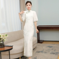 少女中國風法式復古改良旗袍年輕款高貴大氣日常中長款連衣裙禮服