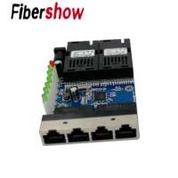 Ethernet Fiber switch 4 RJ45 2 SC Optical Media Converter Single Mode fiber Port PCB 10/100M