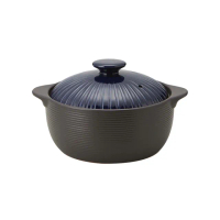 【MIYAWO日本宮尾】IH系列7.5號耐溫差陶土湯鍋1.8L-單寧藍(IH爐可用鍋THM21-620)