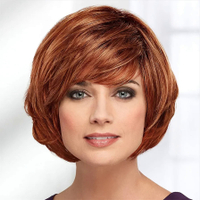 HAIRJOY Synthetic Hair Women Short Straight Ombre Bob Wig with Bangs Blonde Silver Brown Red