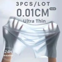 3 Pcs Men Boxer Shorts Ice Silk Men Panties Seamless Sexy Underwear Man Underpants Panties Male thin Breathable Briefs Quick Dry