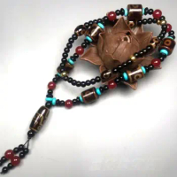Admirable Tibet Dzi Bead Amulet 9 Eyes Bead Pendant 3 Eyes Bead Dzi Agate Bless Hanging Necklace