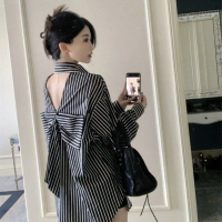 Bow Tie Shirt Early Autumn New Fashionable Elegant Versatile Back Bow Niche Design Shirt